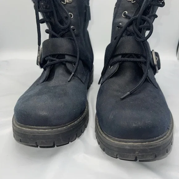 Cliffs by White Mountain Boots Womens 10 M Marlee Combat Navy Blue Buckle Lace - Picture 5 of 9